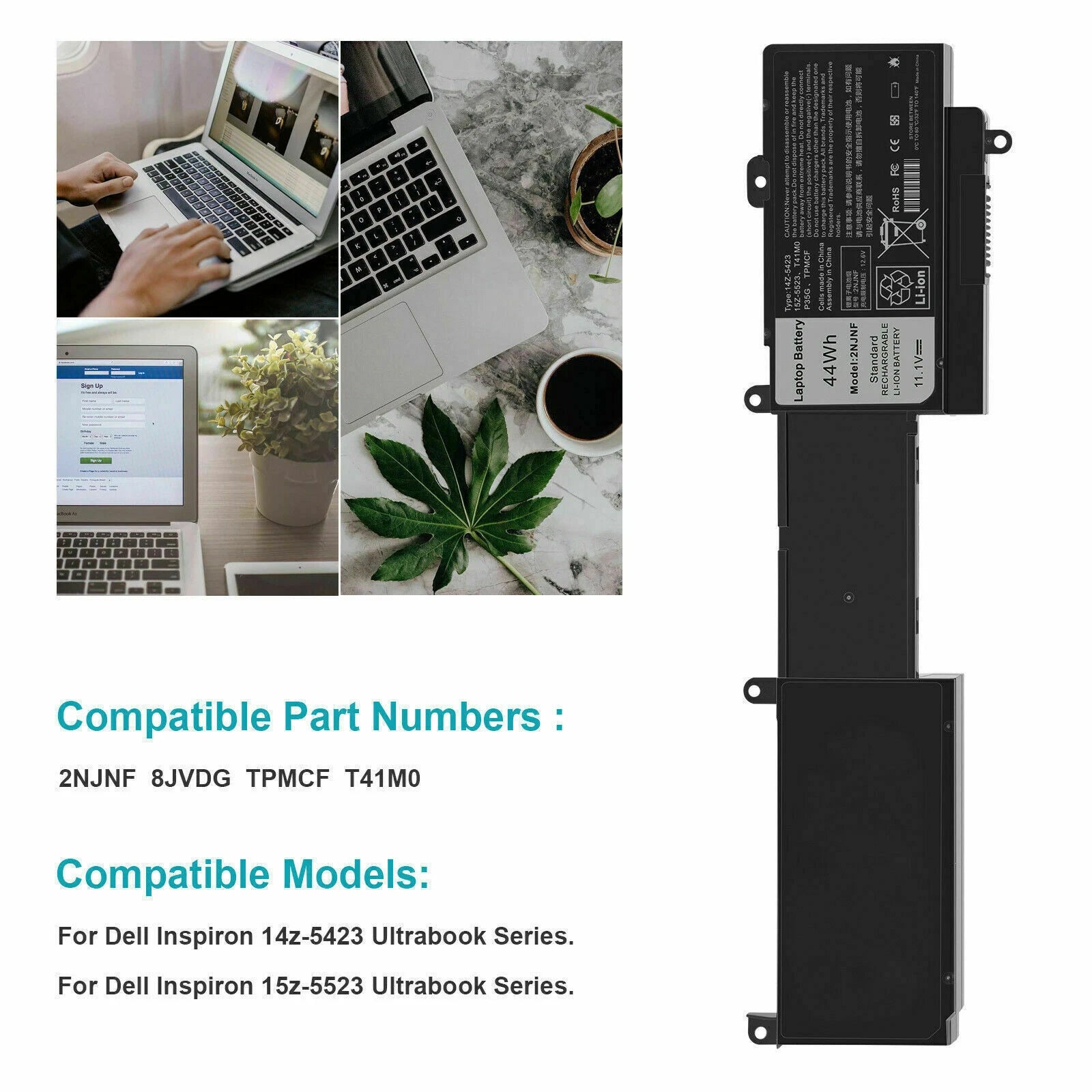 Replacement Battery For Dell Inspiron 14z-5423 15z-5523 8JVDG TPMCF T41M0 2NJNF