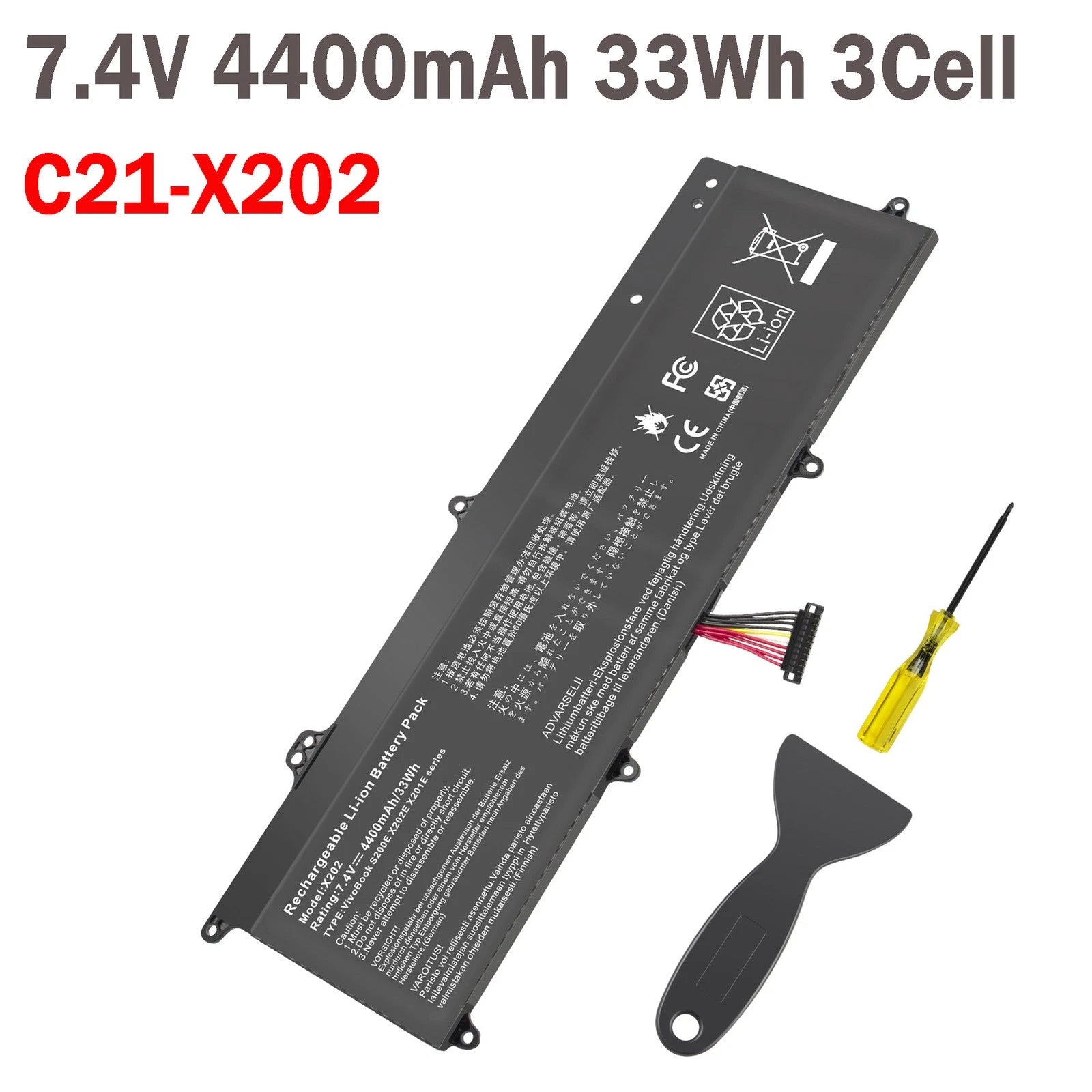 ??X202 C21-X202 Battery For ASUS VivoBook X202E S200 S200E X201 X201E Q200E 33WH