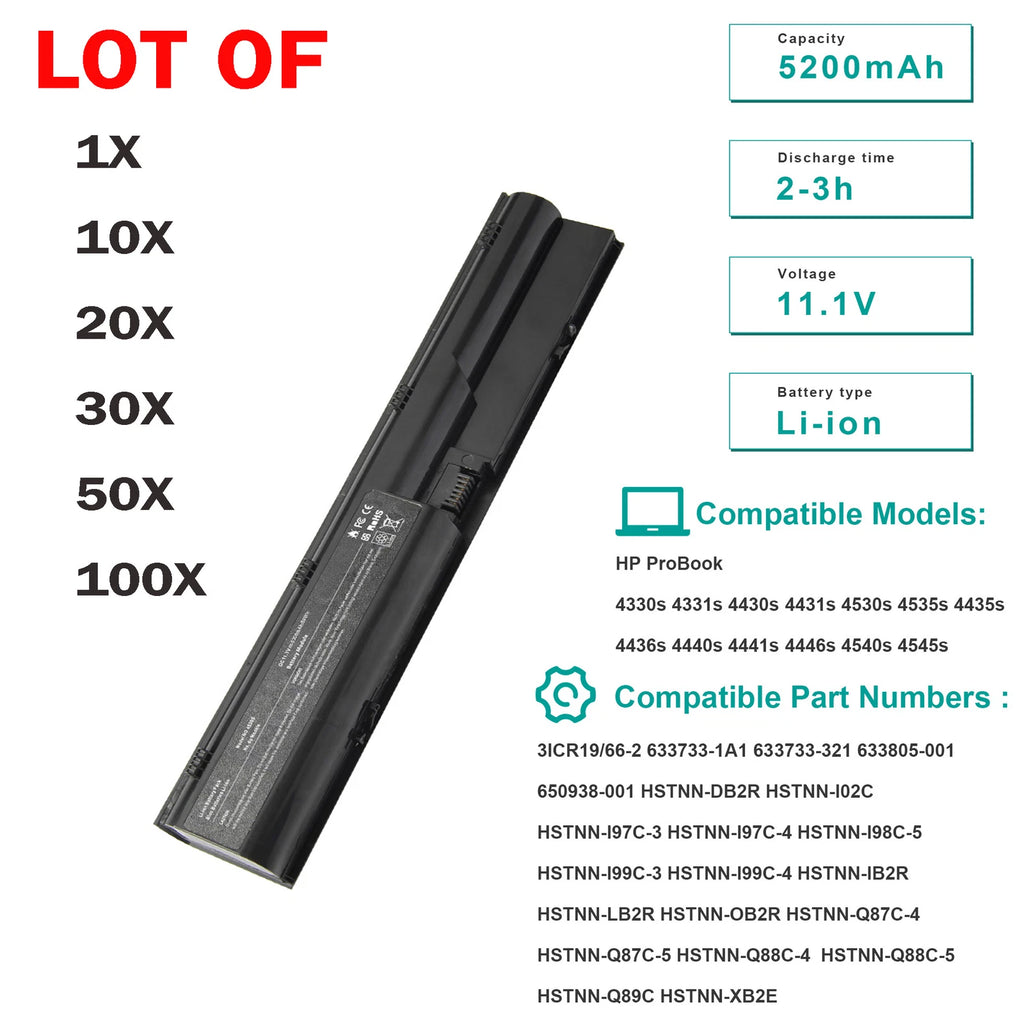 ??LOT PR06 Battery For HP Probook 4530S 4540S 4440S 4430S 4545S PR09 633733-321