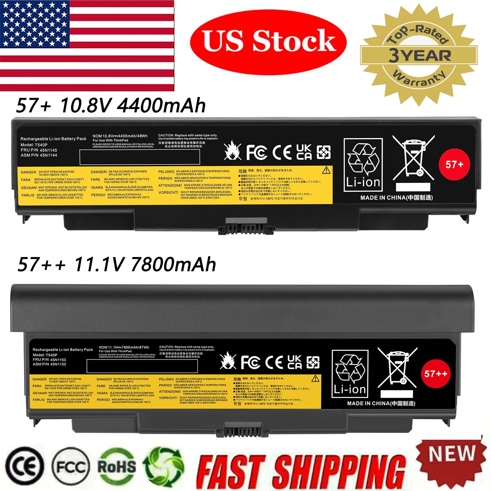 Battery 45N1153 45N1152 45N1144 45N1145 For Lenovo Thinkpad W540 T540P T440P 57+