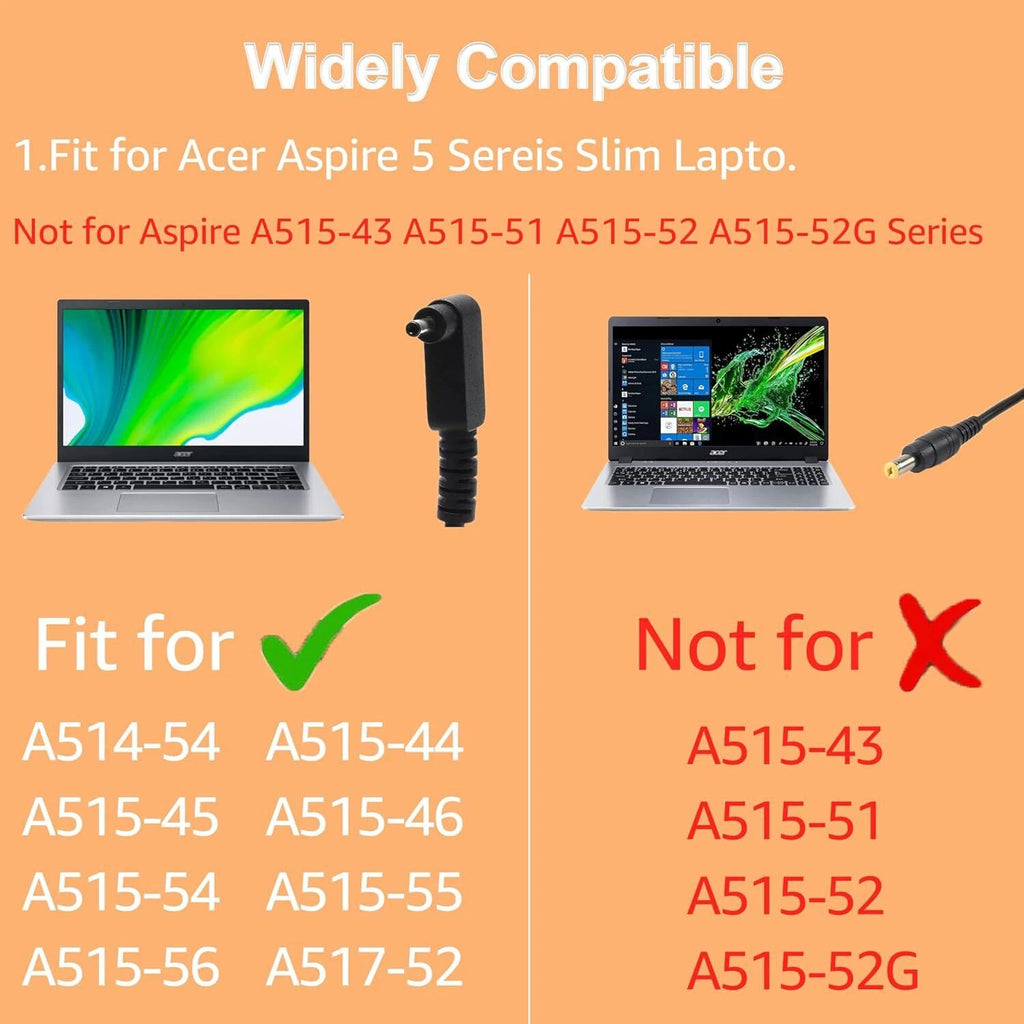 65W Laptop Charger for Acer Aspire 5 A515-54 A515-44 A515-45 A515-56 AC Adapter