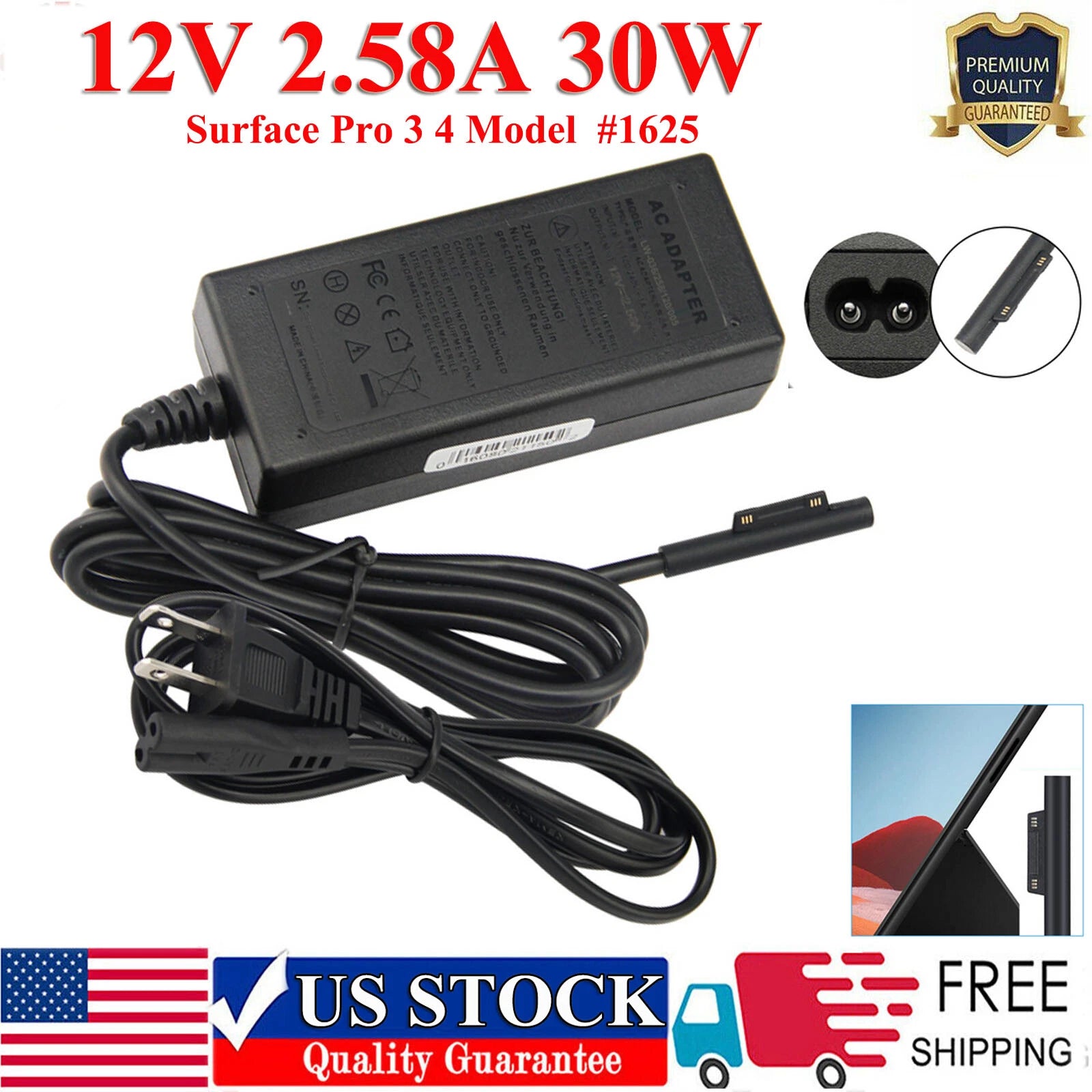Power Supply for Microsoft Surface Pro 3, Pro 4, Book Charger AC Adapter 36W