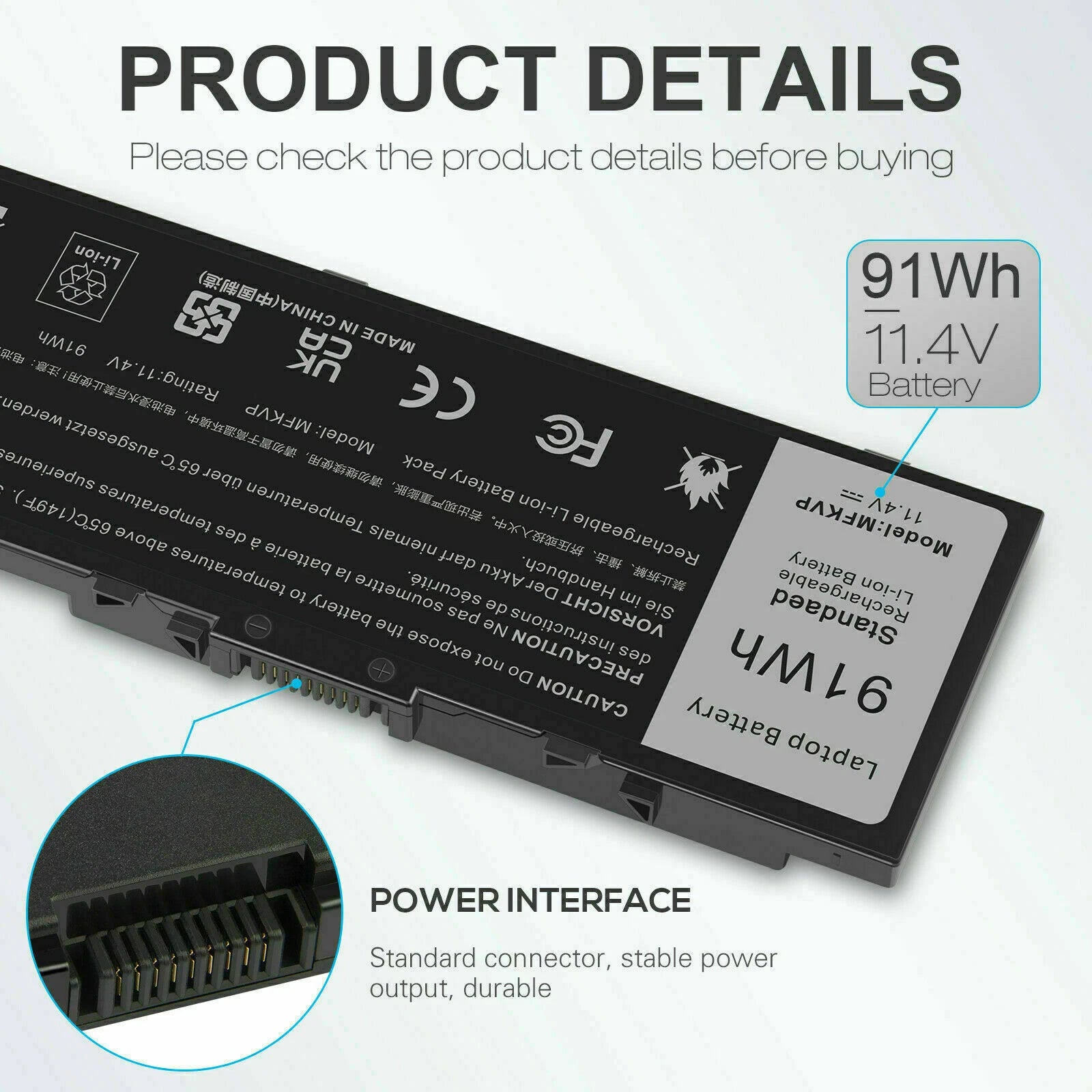 MFKVP Battery For Dell Precision 15 7510 7520 17 7710 7720 M7510 M7710 91Wh
