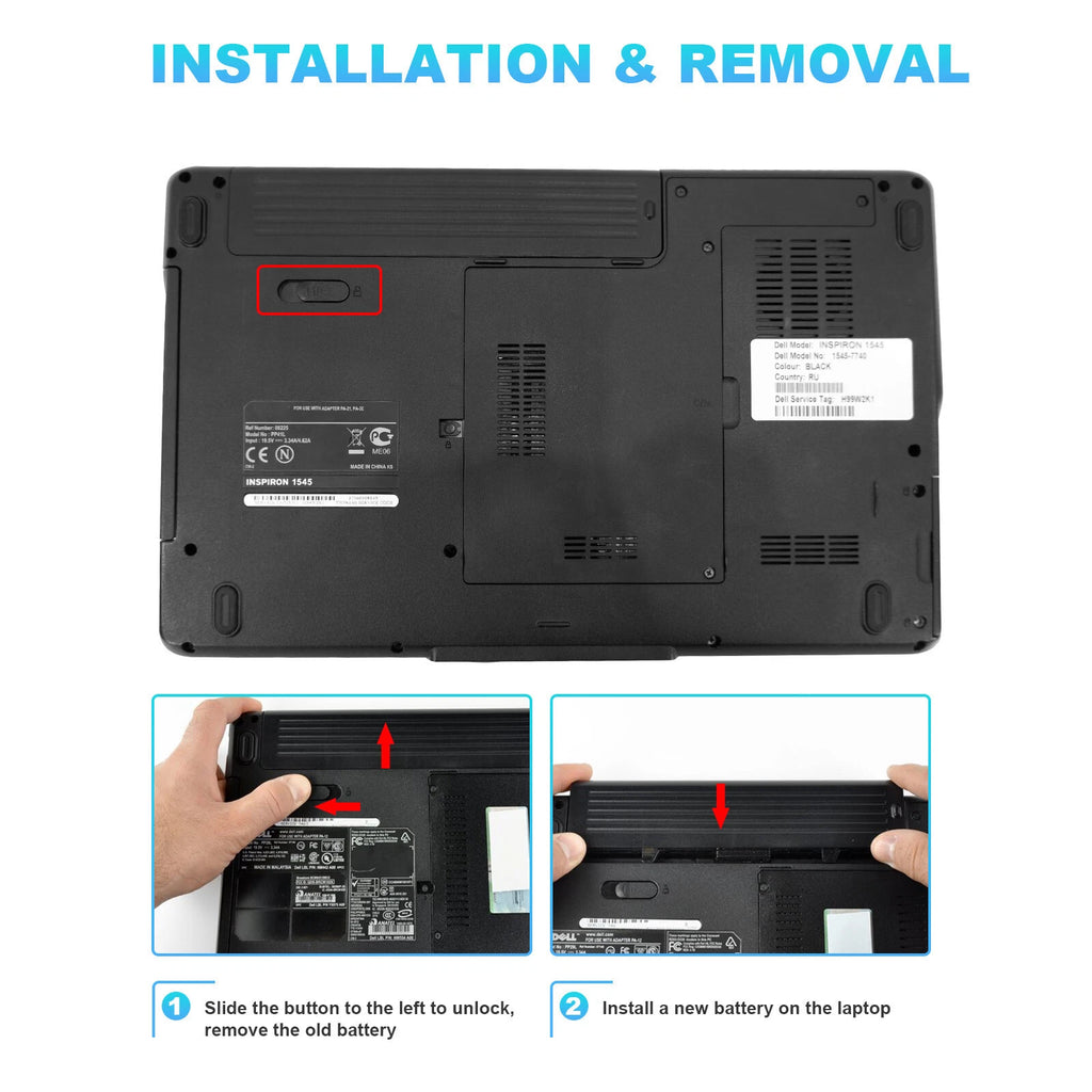 1525 Battery for Dell Inspiron 1526 1440 1545 1546 1750 Vostro 500 X284G 5200mAh