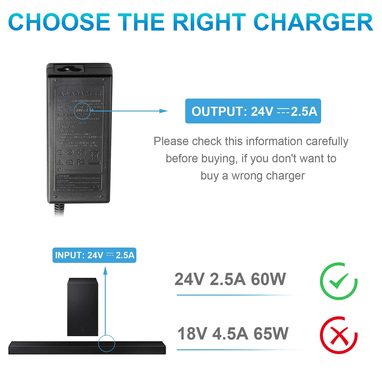 24V AC Adapter For Samsung HW-HM45 HW-HM45C HW-HM55 HW-F335 HW-F355 Power Supply