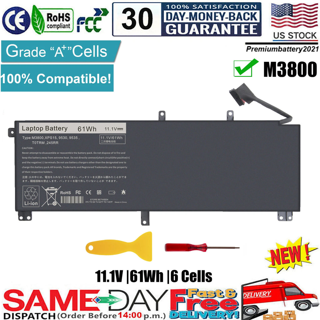 61Wh Laptop Battery For Dell XPS 15 9530 Precision M3800 T0TRM TOTRM H76MV 7D1WJ