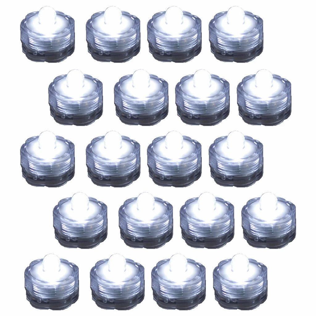 20 Pack White Submersible Waterproof Underwater Battery LED Tea Light Wedding