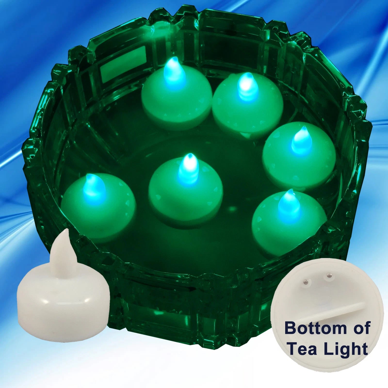 36 Flameless Floating LED tealight Candle Battery operated Green tea lights