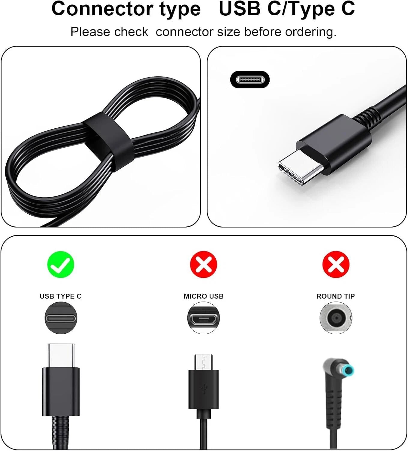 For Lenovo 65W Charger USB-C Power AC Adapter ThinkPad T14 T14s T490s T15 Laptop