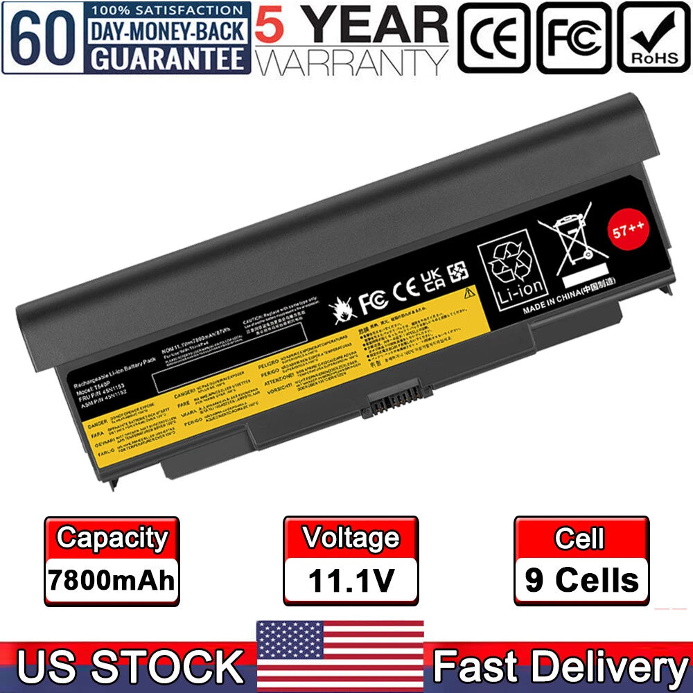 9Cell Battery 57+ for Lenovo ThinkPad T440p T540p W540 L440 L540 45N1159 0C52864