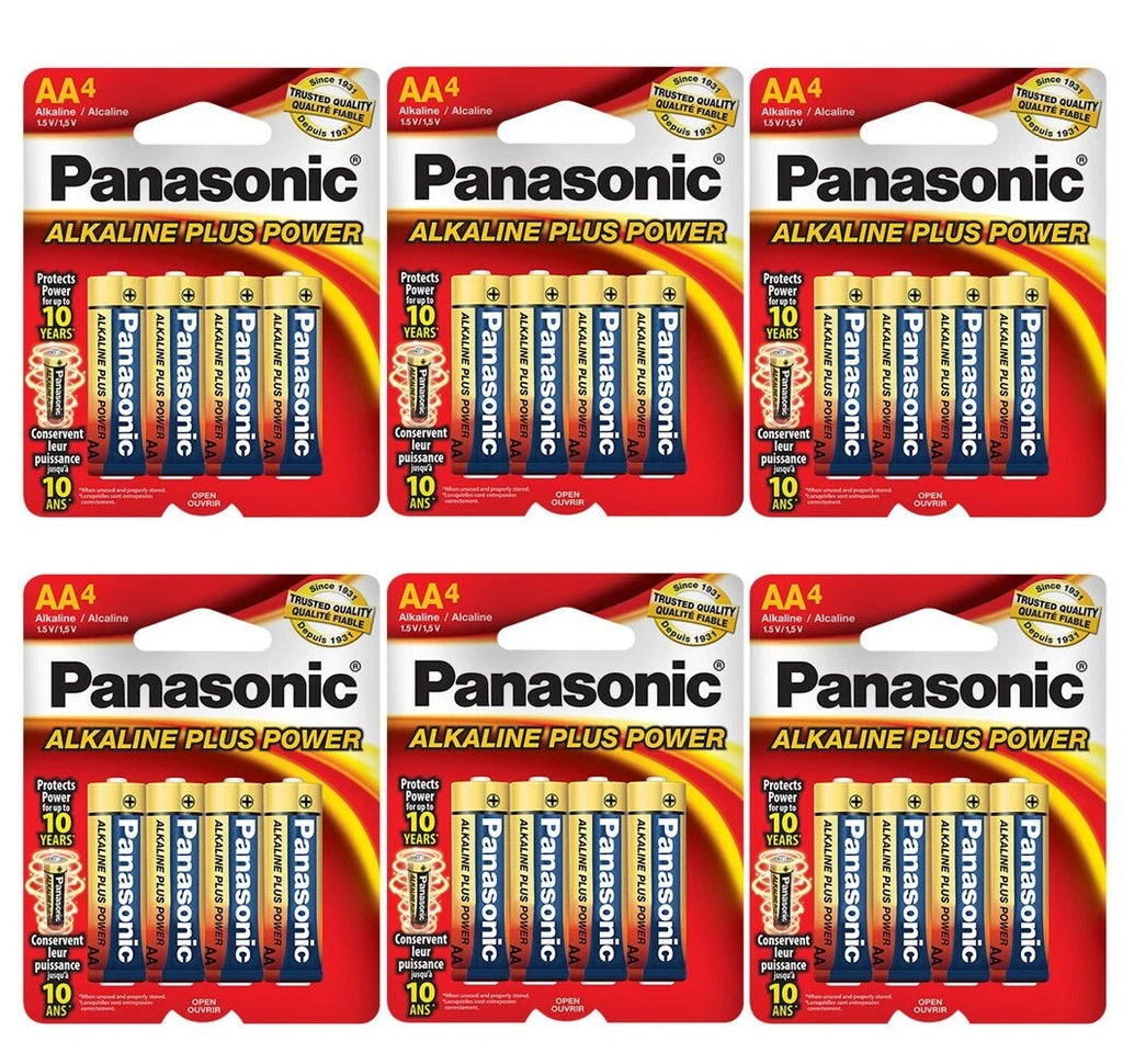 24 x Panasonic AA Alkaline Plus Power Batteries (6 x 4 packs)