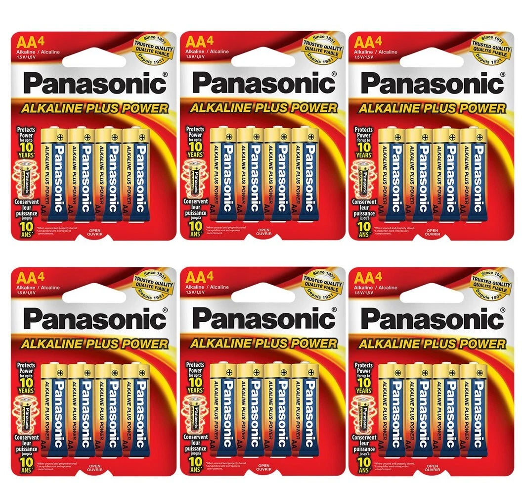 24 x Panasonic AA Alkaline Plus Power Batteries (6 x 4 packs)