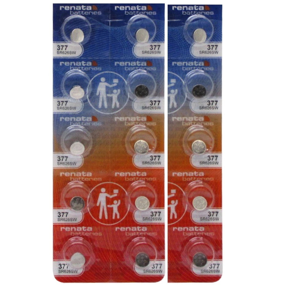 Renata Button Cell 377 376 AG4 SR626SW SR626 LR626 LR66 SR66 Batteries 15 Pcs