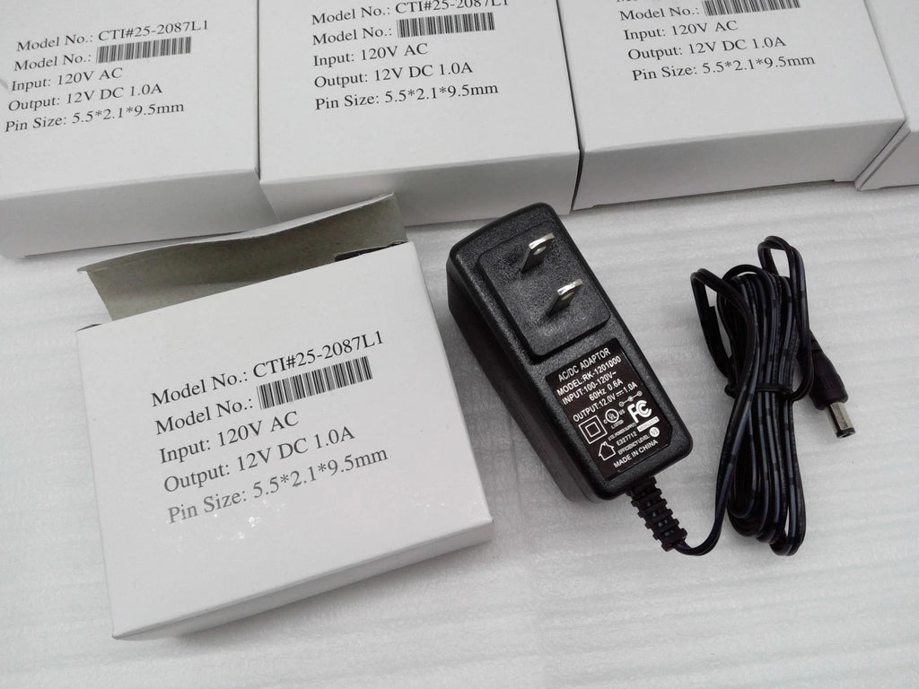 Lot of 5 Power Adapter CTI #25-2087L1 12V DC 1.0A 5.5*2.1*9.5mm PIN