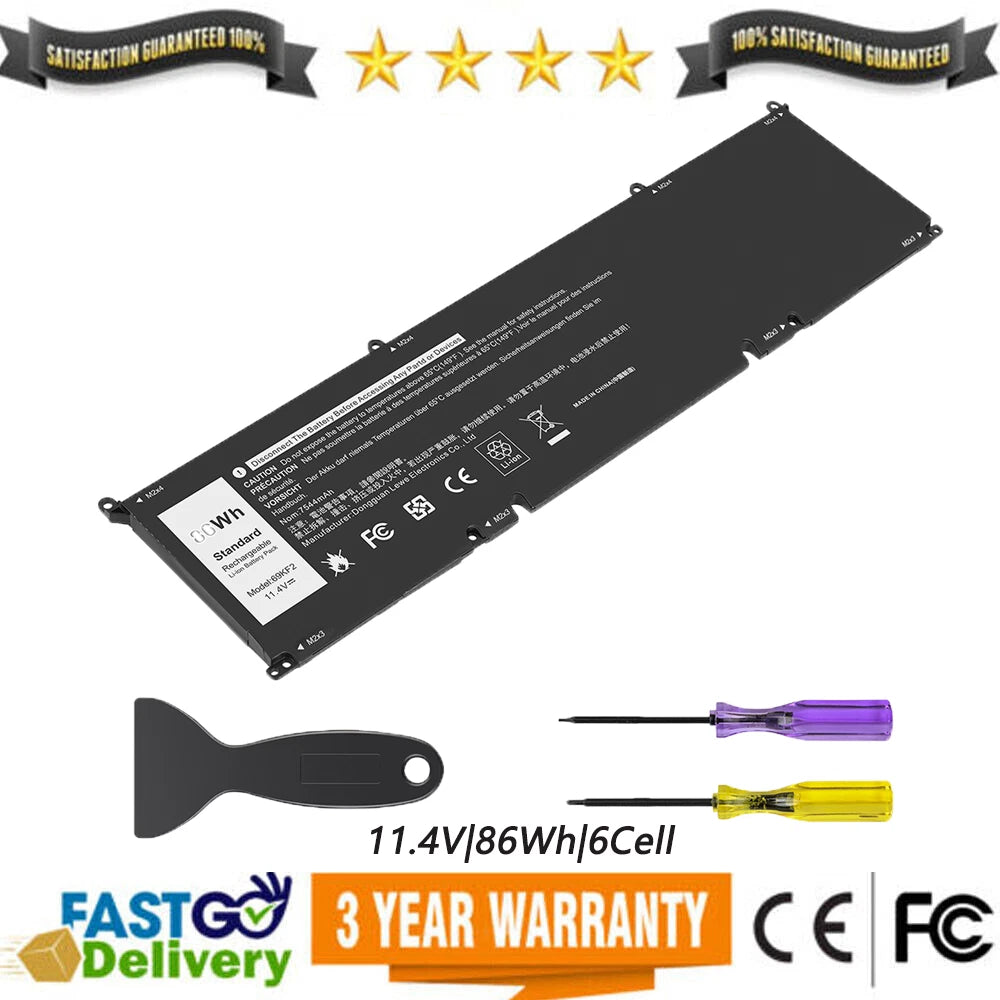 86Wh 69KF2 Battery For Dell XPS 15 9500 Precision 5550 M59JH M15 M17