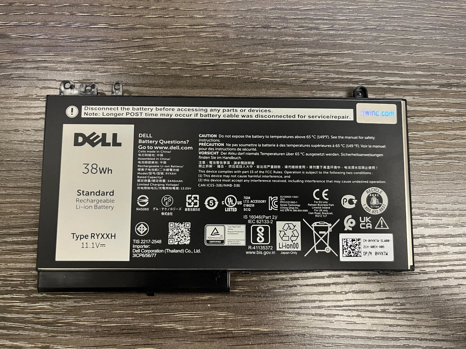 Genuine RYXXH Battery For Dell Latitude E5250 E5450 E5550 3150 3160 VVXTW