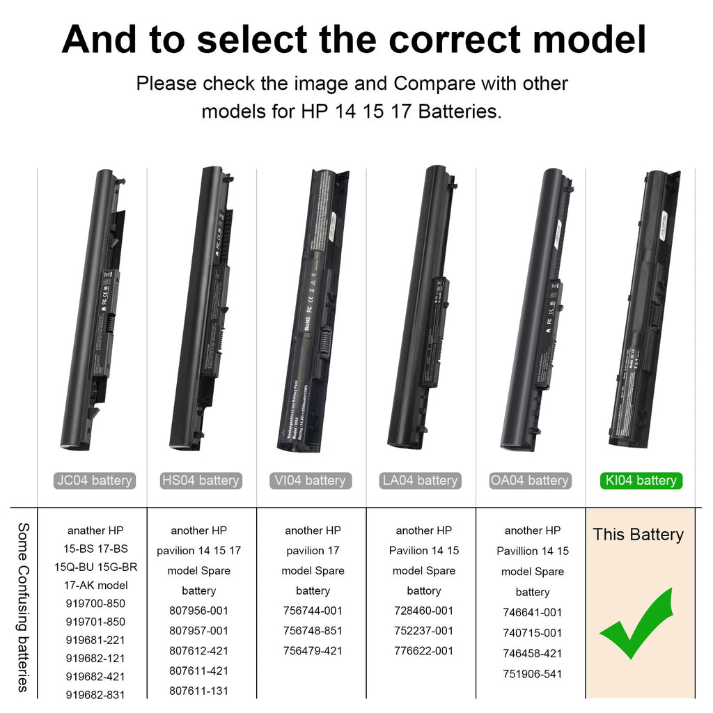 K104 K1O4 KI04 Battery for HP PAVILION HP Spare # 800049-001 HSTNN-LB6S/DB6T CL