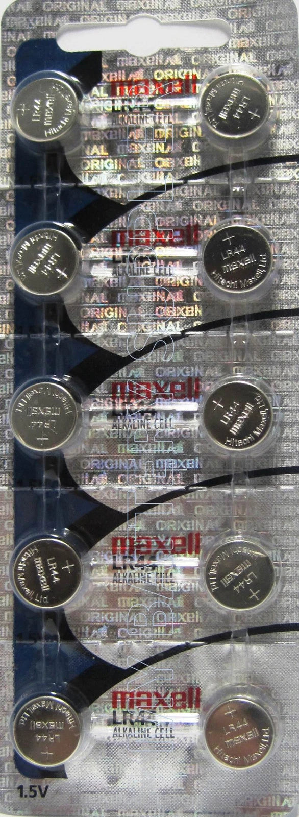 10 Fresh Maxell LR44 (A76) 1.5V Alkaline Batteries Convenient Strips
