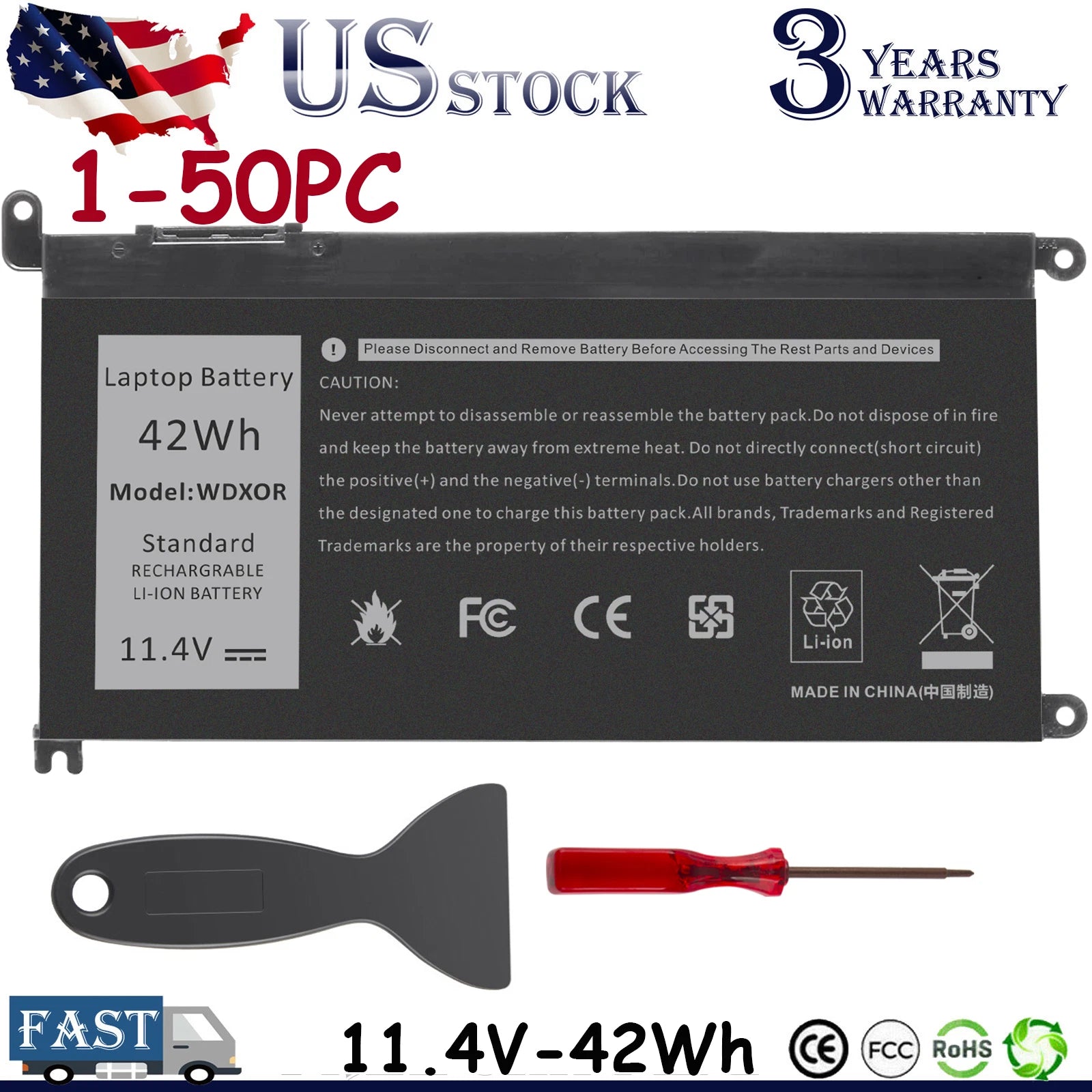 Lot For Dell Inspiron Battery WDX0R 15 5567 5568 13 5368 7368 7569 7579 WDXOR