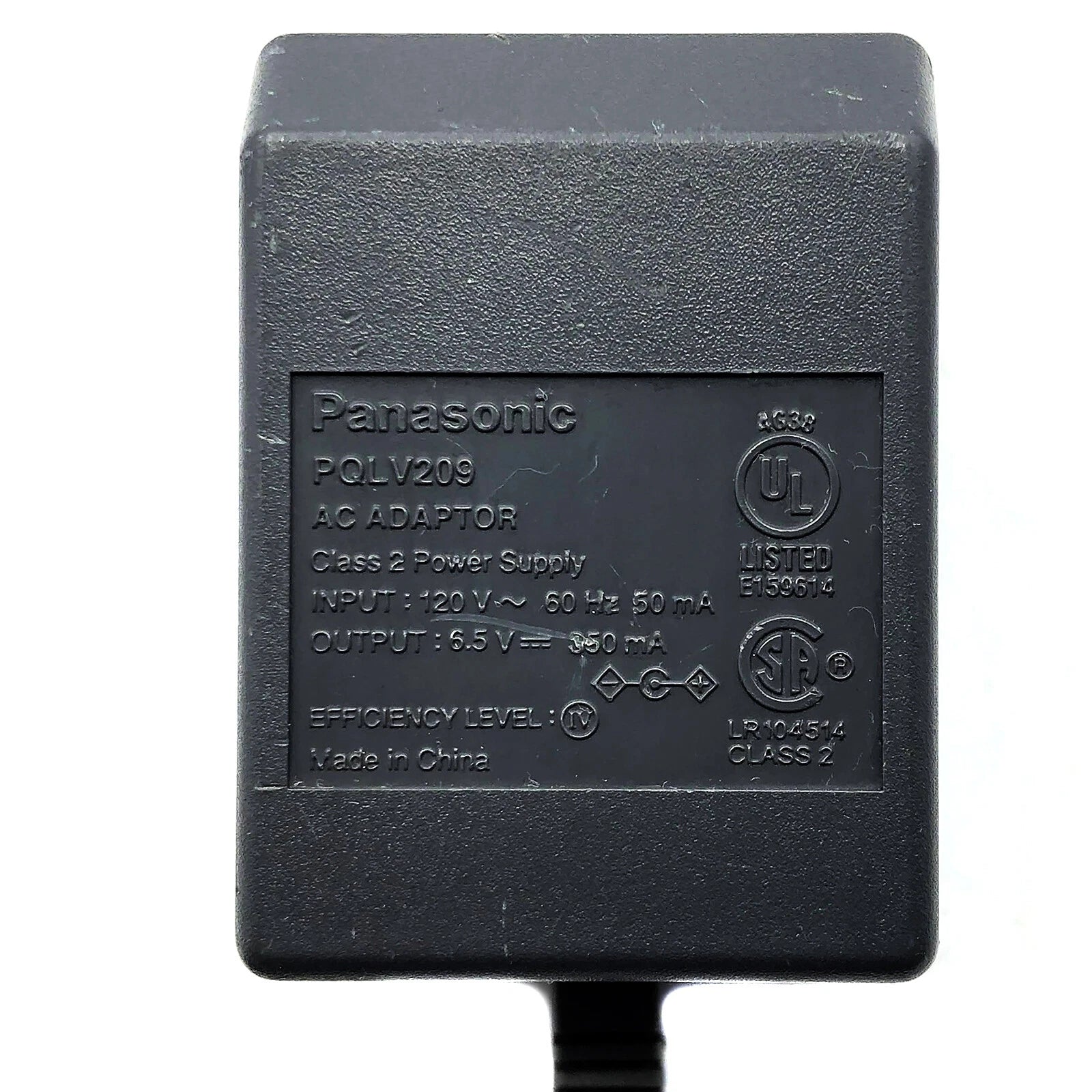 NEW Original Panasonic PQLV209 Class 2 Power Supply Adapter 6.5V 350mA Charger