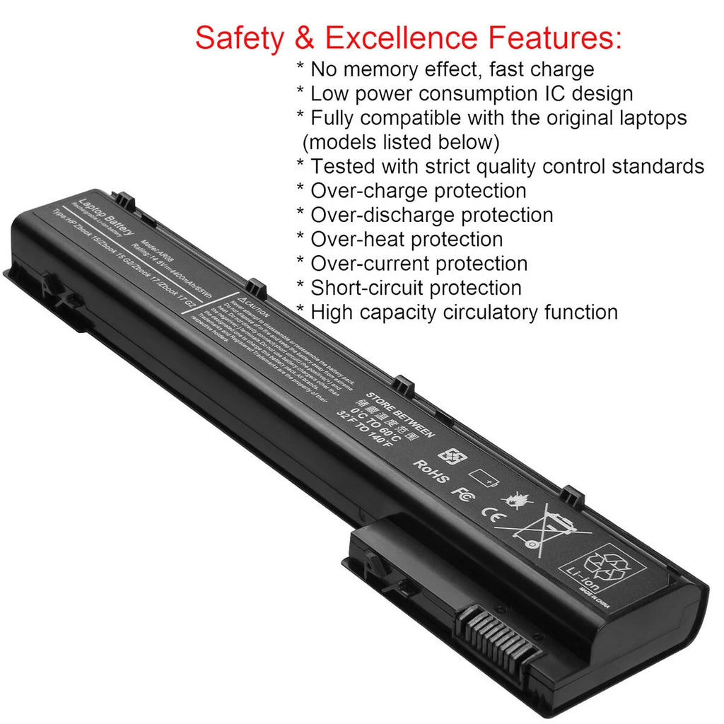 Battery For HP ZBook 15.6" 15 AR08 708456-001 707615-141 Laptop 8Cell 4400mAh PC