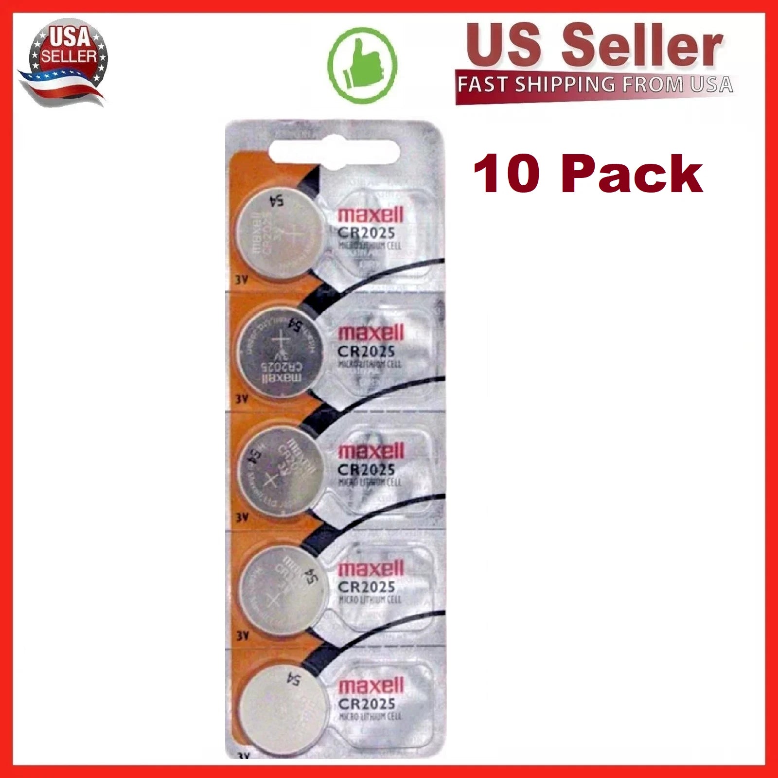 10 x Genuine Maxell CR2025 CR 20225 3V COIN LITHIUM BATTERY Made in Japan BR2025