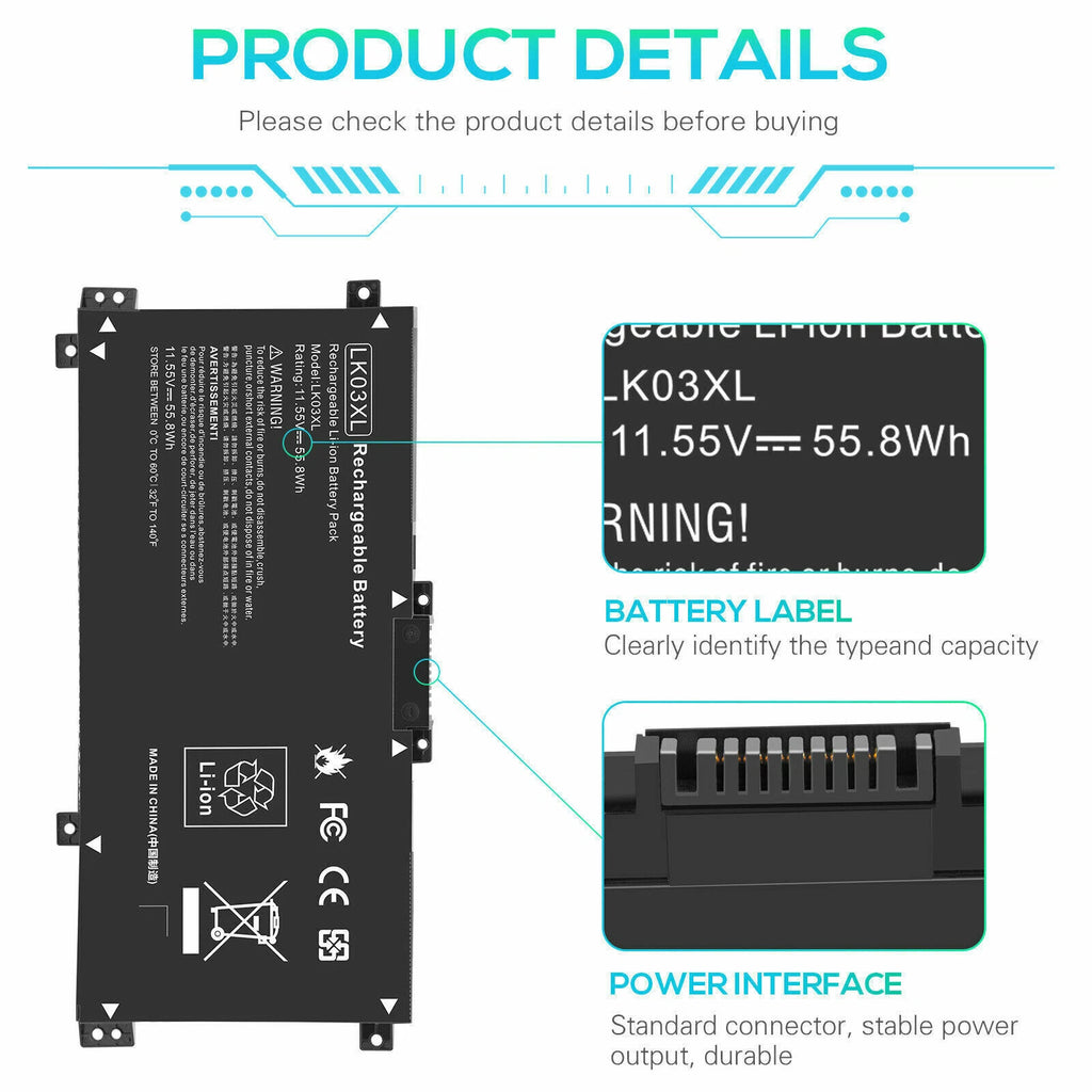 ?Battery For HP ENVY X360 LK03XL 17-AE 17-CE 15-BP 15-BQ 916368-541 916814-855