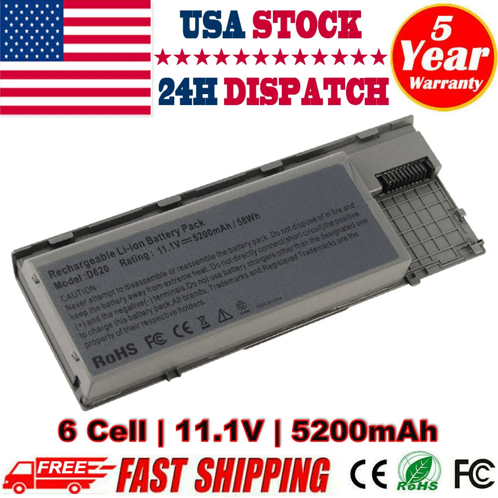 6 Cell Laptop Battery for Dell Latitude D620 D630 D631 PC764 TC030 TD175 D630c