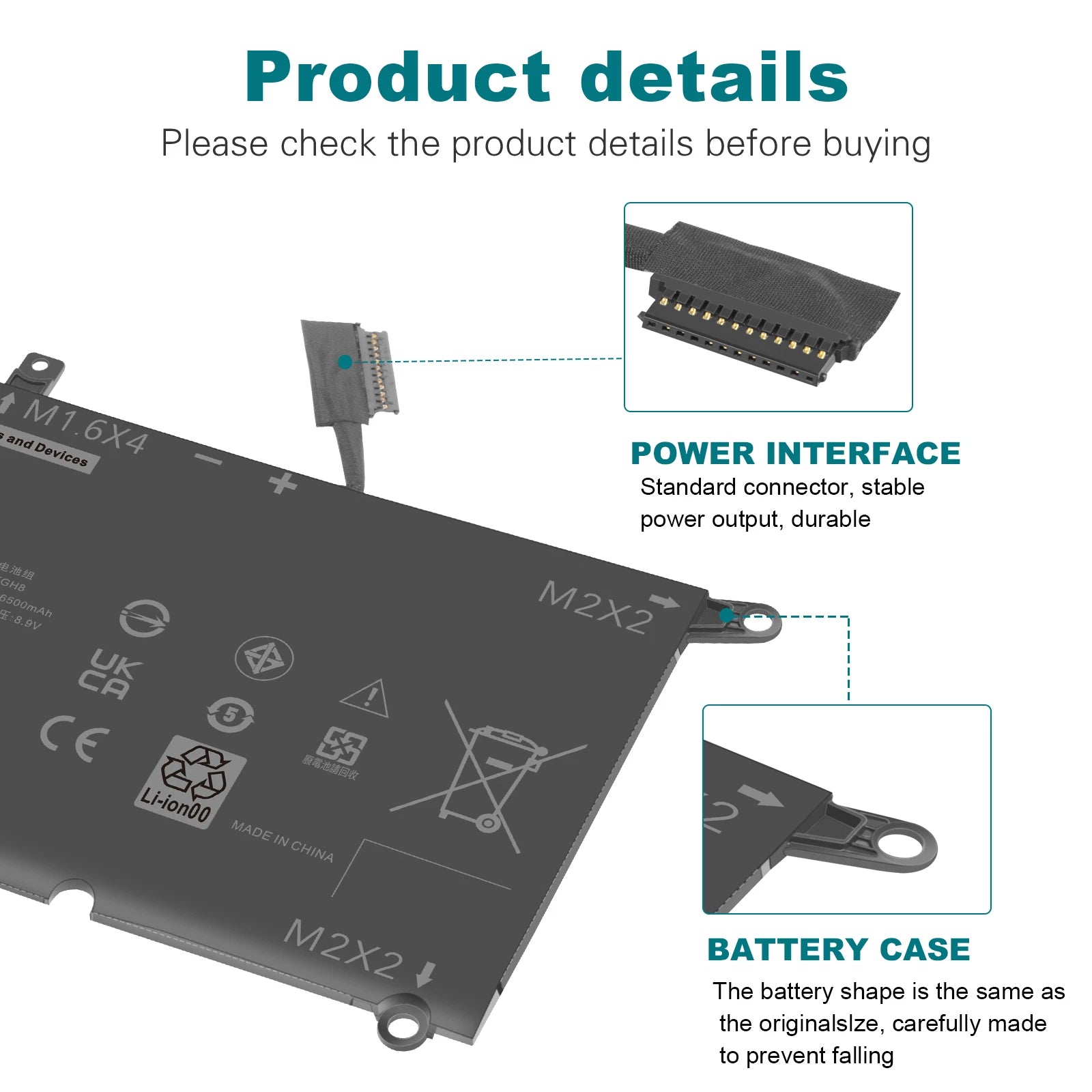DXGH8 Battery For Dell XPS 9370 9380 Inspiron 13 7390 7391 2-in-1 V48RM HK6N5
