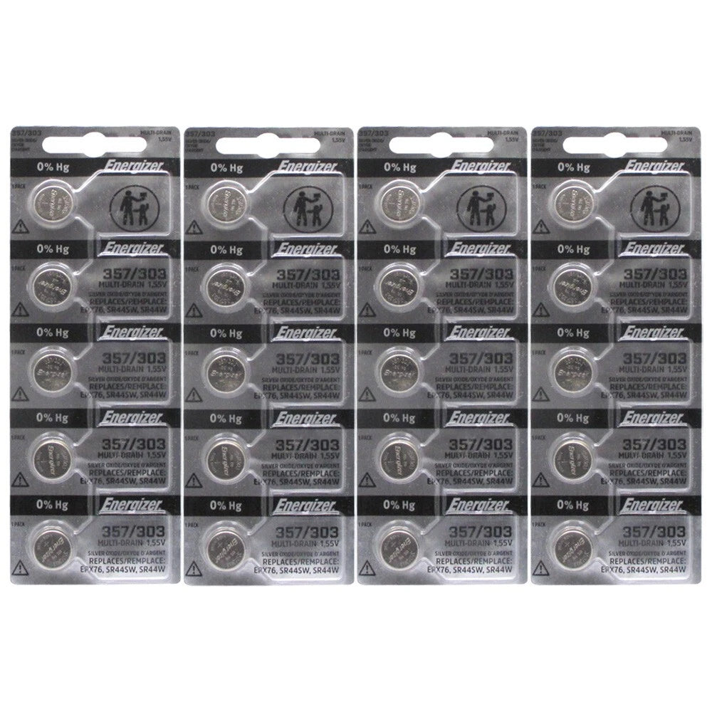 Energizer 357/303 Silver Oxide Coin Cell Batteries SR44SW Pack Of 20 USA SELLER