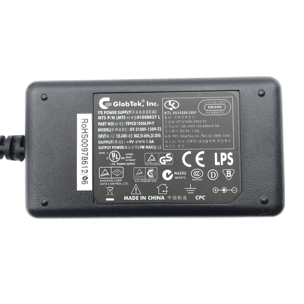 NEW Genuine GlobTek GT-21089-1509-T3 AC Adapter 9V 1.0A Power Supply