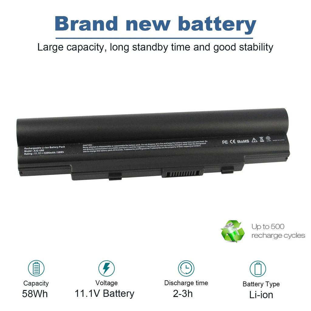A31-U80 Battery for Asus U20A U50F U80E U81 U89V A31-U20 A32-U20 A32-U50 A33-U50