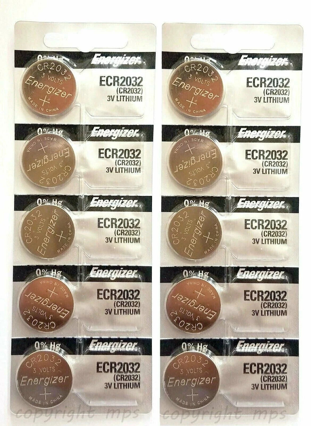 10 FRESH Genuine Energizer CR2032 ECR2032 3V Coin Button Batteries