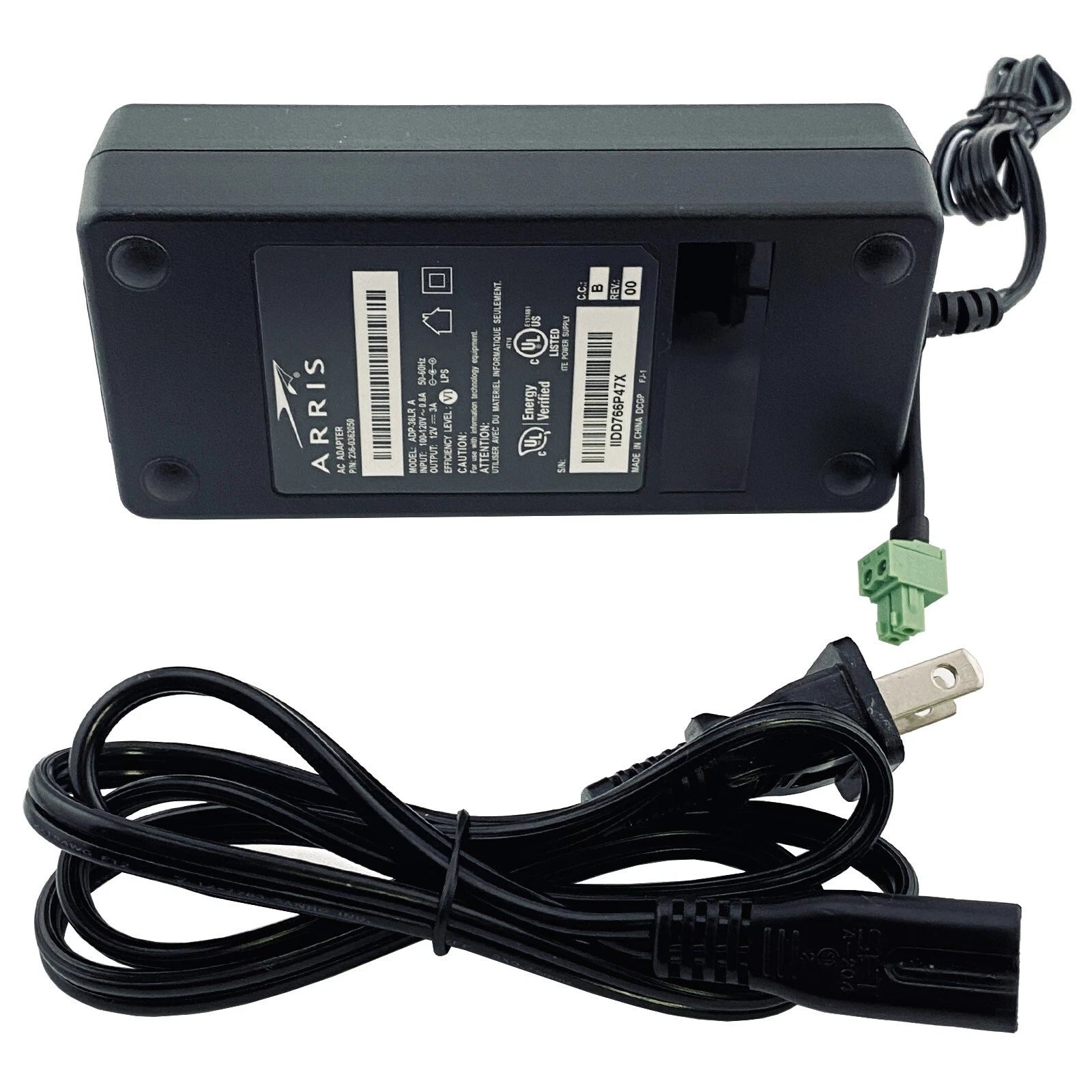 NEW Genuine Arris APD-36LR 236-0362050 AC Adapter 12V 3A - 2 Pin Terminal Block