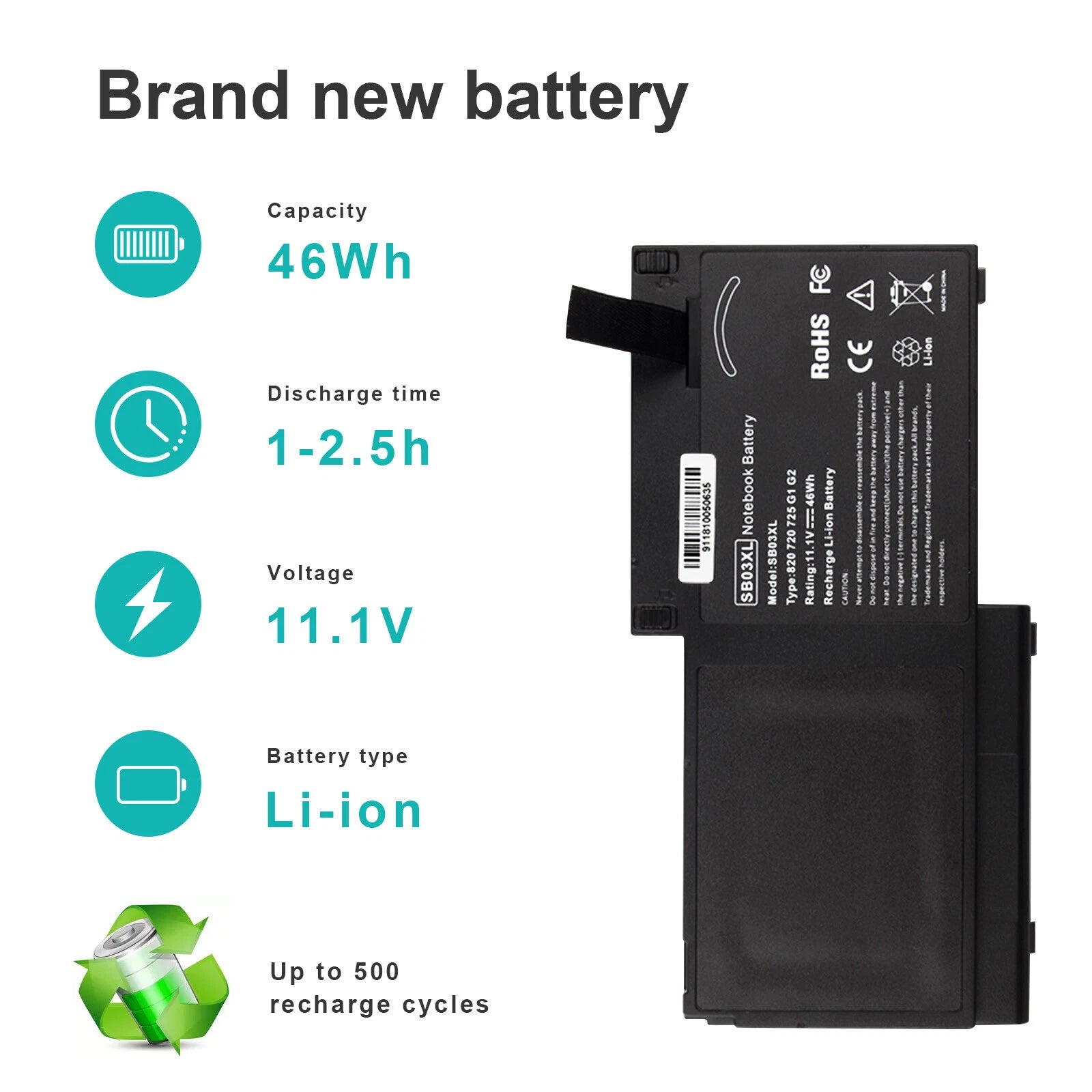 Battery SB03XL For HP Elitebook 720 G1 G2 725 820 825 717378-001 716726-421