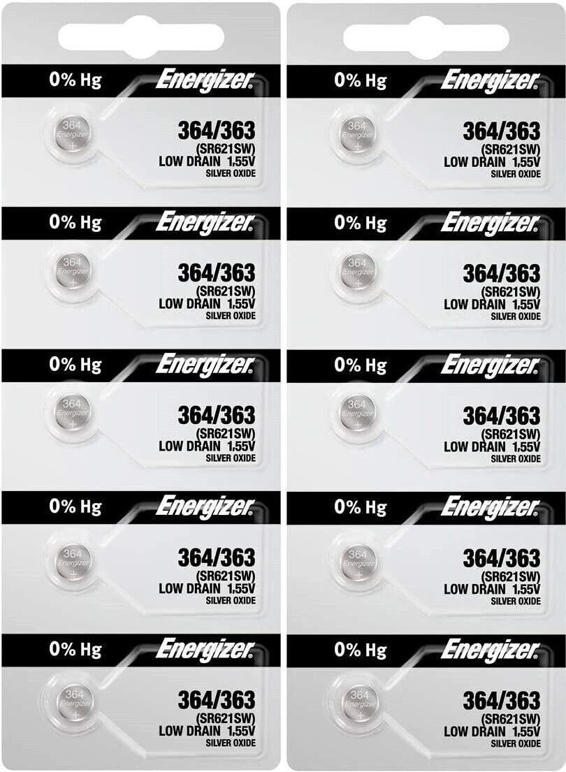 10 x Fresh Stock Energizer Watch Silver Oxide Batteries 364/363 SR621SW Battery