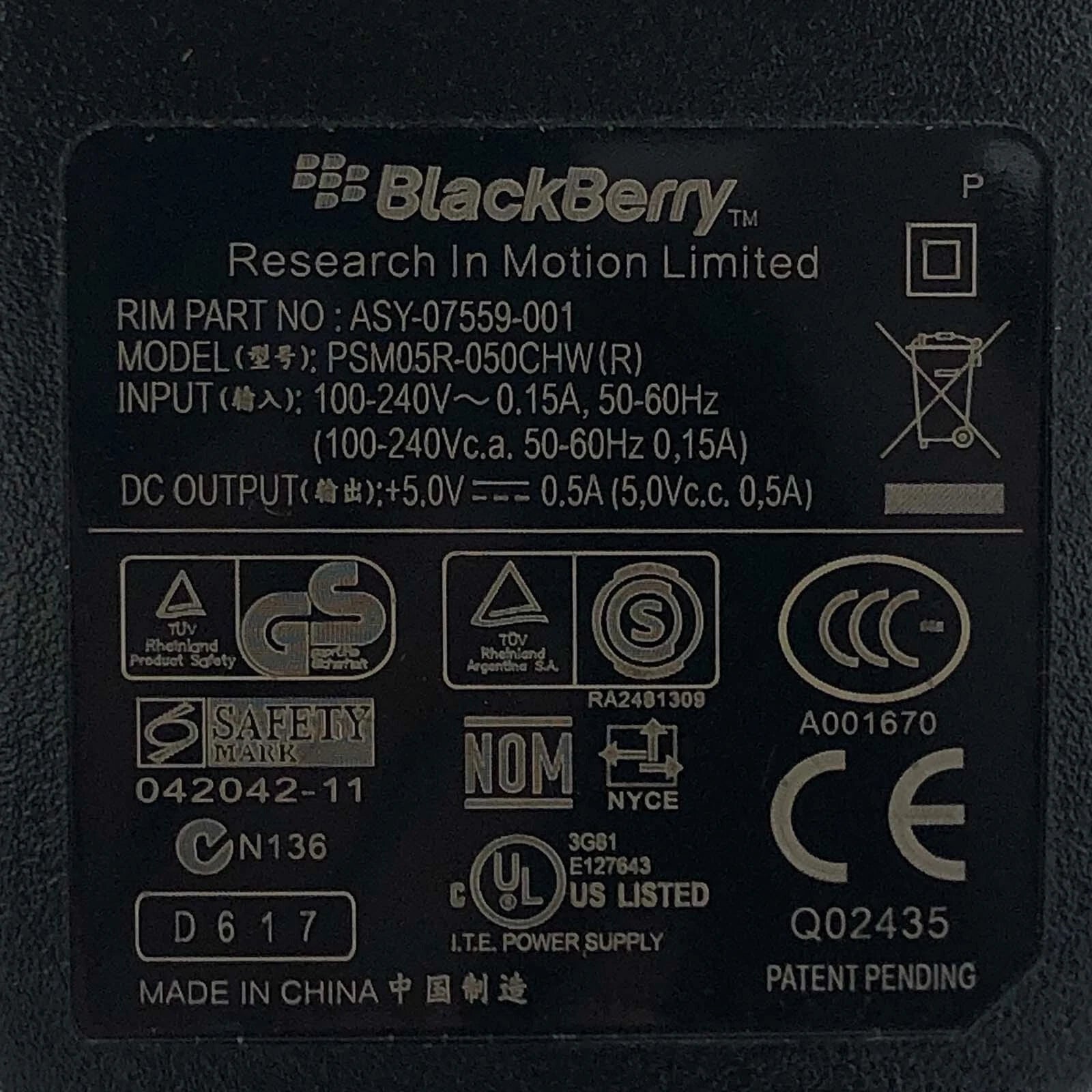 NEW Original BlackBerry Home Wall Travel Charger for BlackBerry Bold 9000 Phone