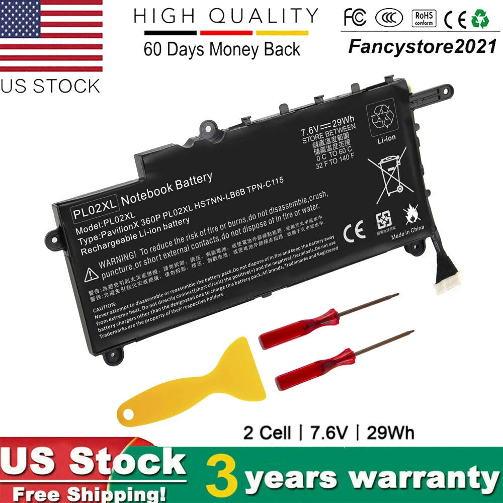 PL02XL Battery for HP Pavilion 11-n x360 11-n010dx 751875-001 751681-421 PC