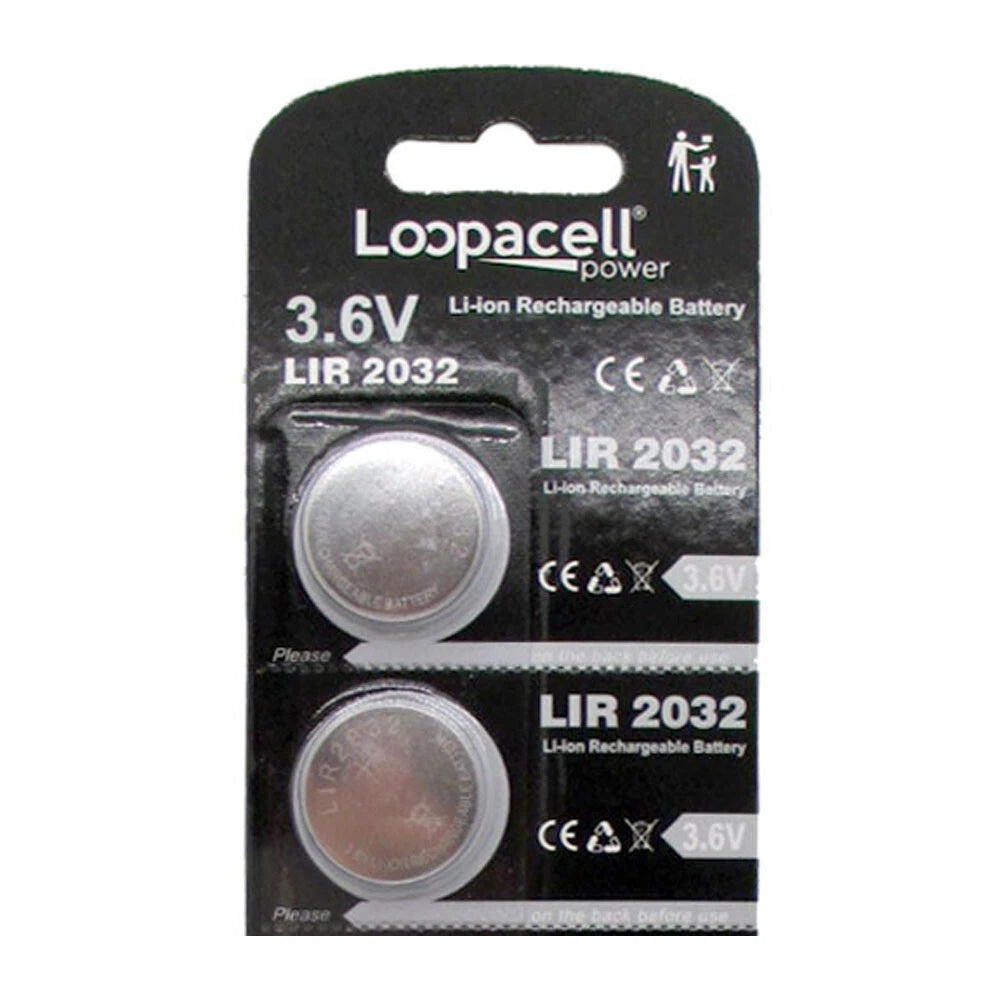 Loopacell LIR2032 2032 Li-ion Lithium Rechargeable 3.6V Coin Cell 3 Batteries