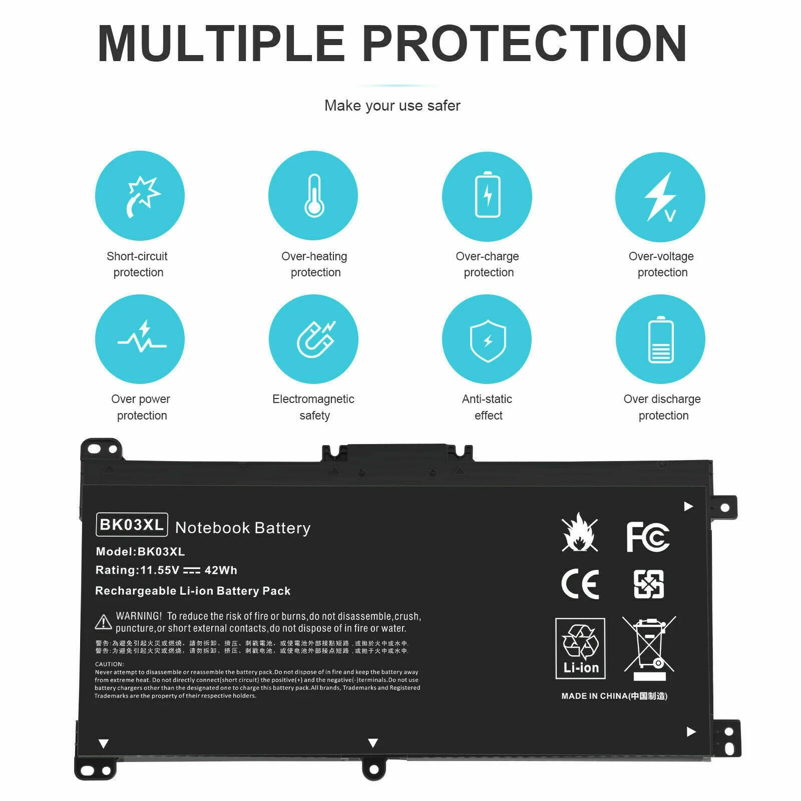 42Wh Battery BK03XL for HP Pavilion x360 14-BA000 14m-ba 916811-855 916366-541