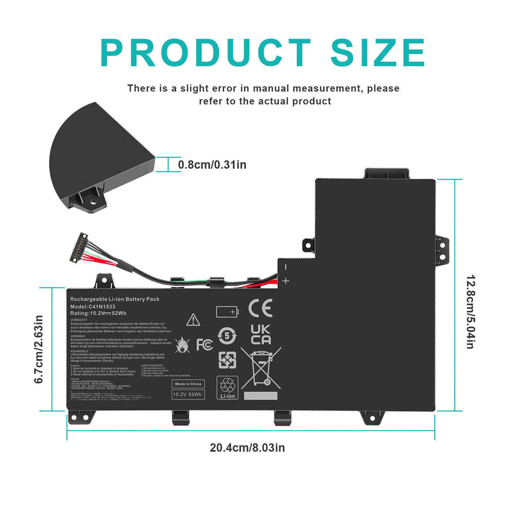 C41N1533 Battery For ASUS Q524U Q534U Q534UX UX560UX UX560UQ Q504UX 15.2V 52Wh