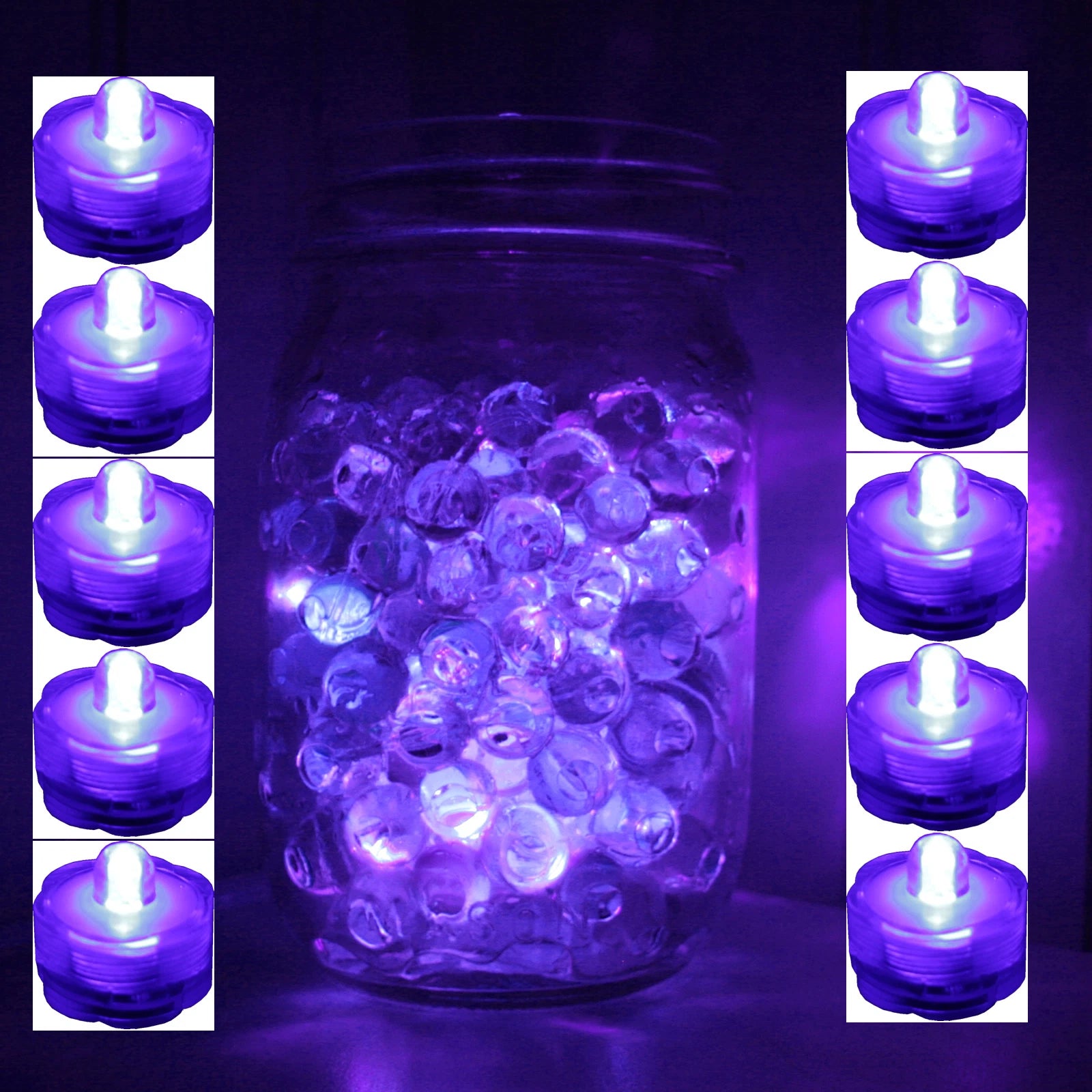 Submersible Waterproof Battery LED Tea Light ~ Wedding Decoration~PURPLE ~ 10 Pa