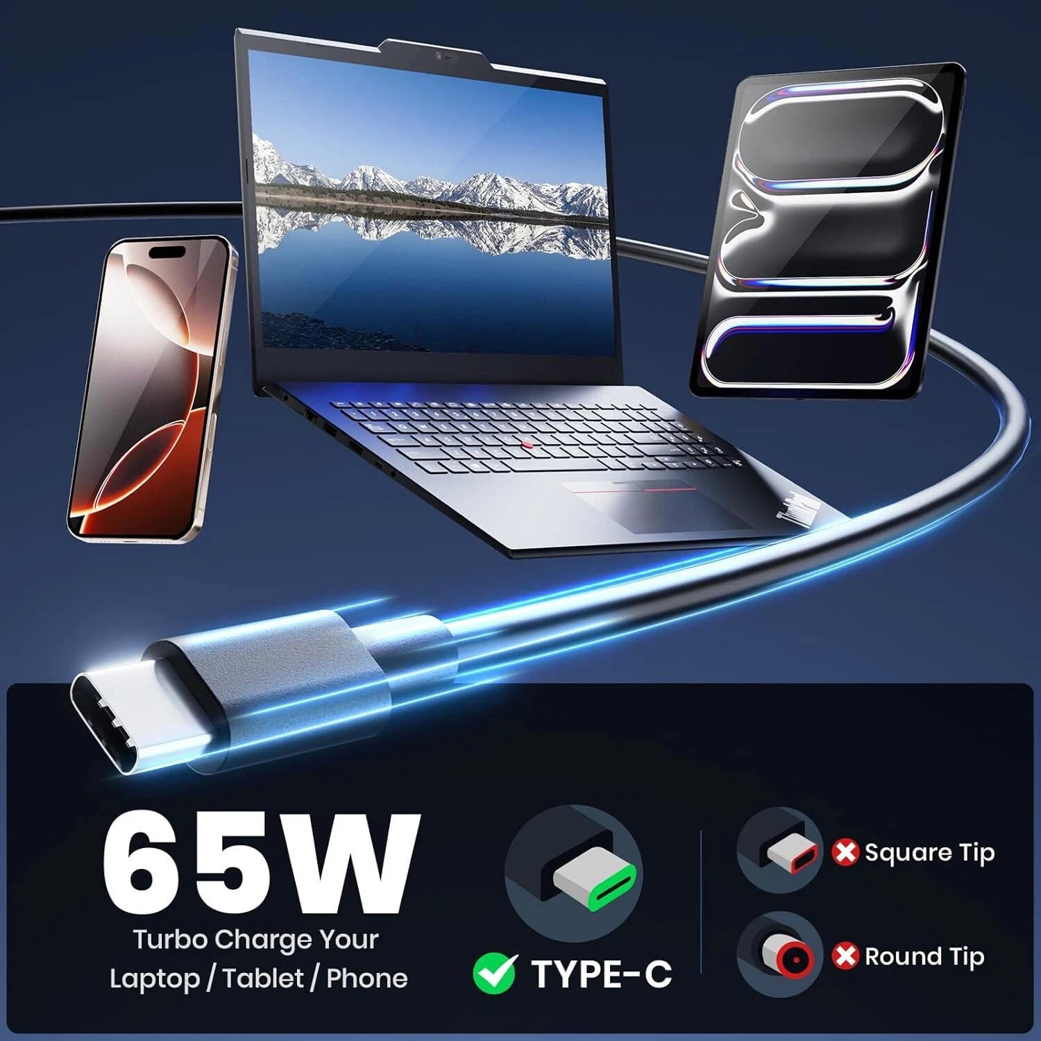 65W USB-C Type-C Adapter Laptop Charger For Lenovo/HP/Samsung/Acer Chromebook US