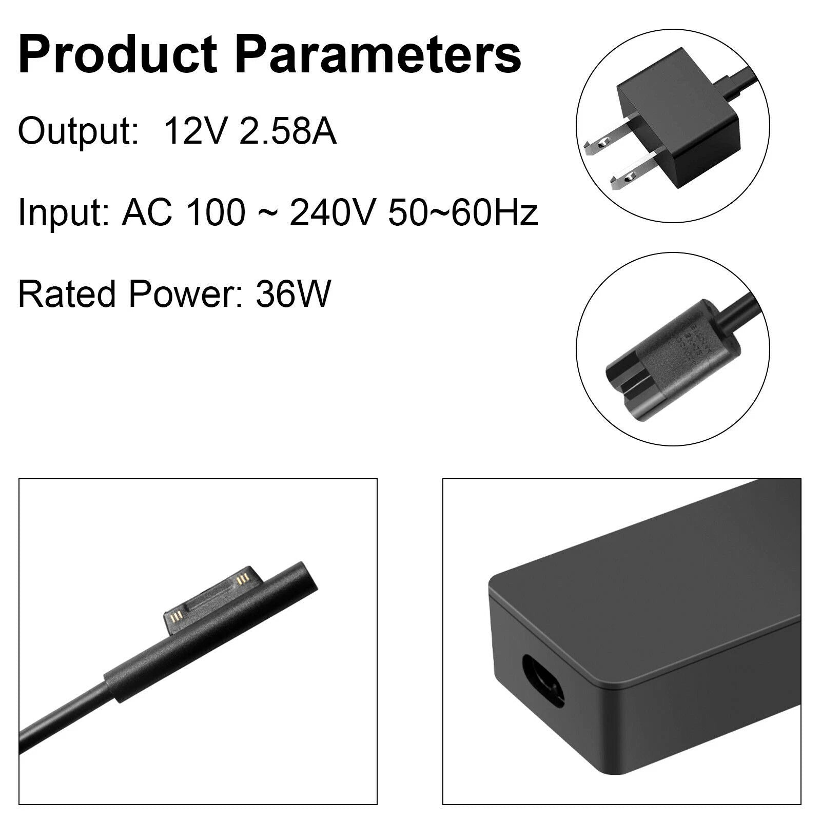 For Microsoft Surface Pro 3 / Pro 4 / Pro 5-2017 AC Adapter Charger