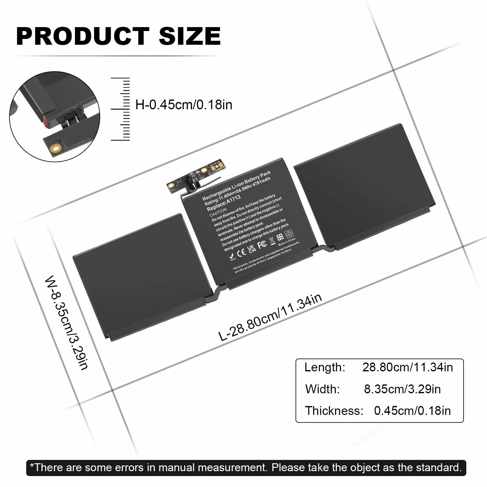 A1713 Battery Replacement For Apple MacBook Pro 13" A1708 Late 2016 / 2017 +Tool