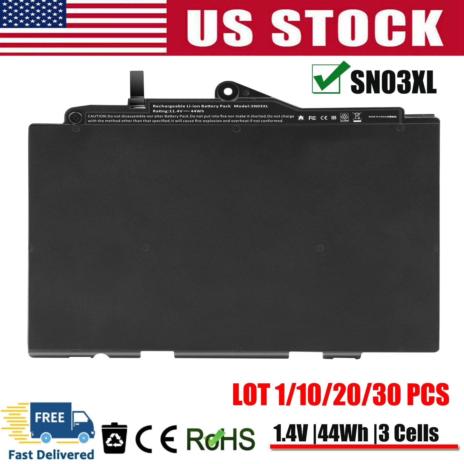 ?LOT SN03XL Laptop Battery for HP EliteBook 820 G3/ 820 G4/ 725 G3/ 725 G4 Serie