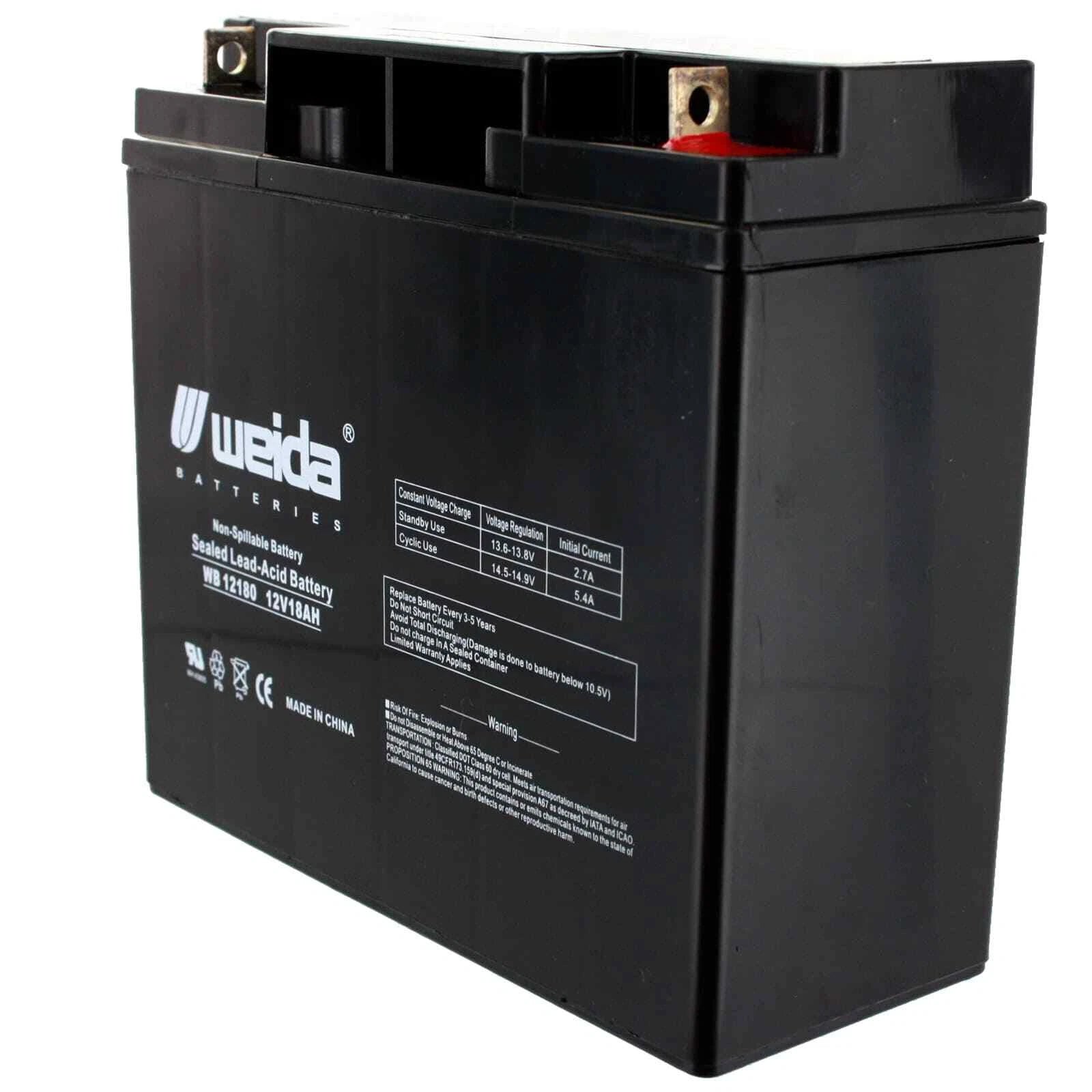 NEW 12V 18Ah SLA Battery WB12180 For UB12180, PS12180 WKA12-18NBL
