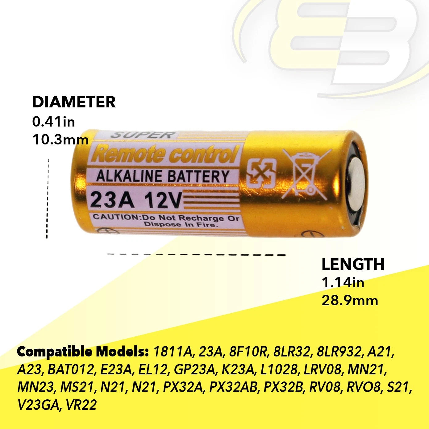 5pk 23A 12V Alkaline Battery Replaces E23A EL12 K23A L1028 8F10R V23GA USA SHIP
