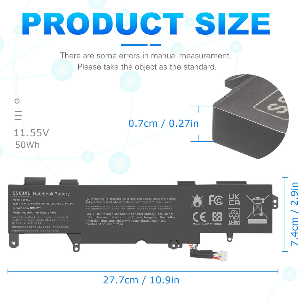 SS03XL Battery For HP EliteBook 735 745 830 836 840 846 G5 933321-855 50Wh