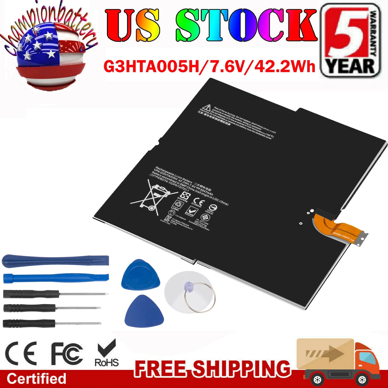 For Microsoft Surface Pro 3 1631 MS011301-PLP22T02 Replacement G3HTA005H Battery